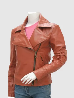 Cognac Leather Biker Jacket